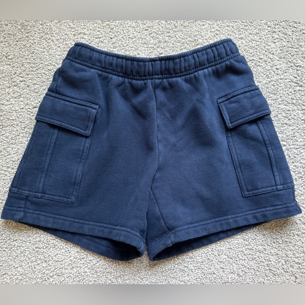 Aritzia Navy Sweat Shorts with Cargo Pockets